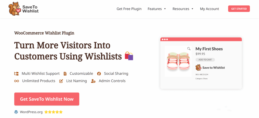 SaveTo Wishlist WooCommerce wishlist plugin homepage